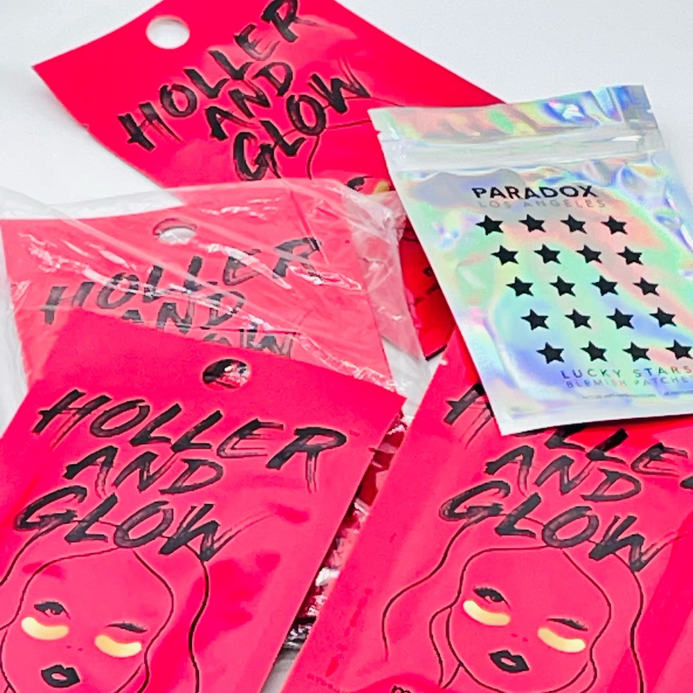 6 HOLLER and GLOW-MONEY HONEY UNDER-EYE MASK/PADS- 1 PARADOX LUCKY STARS BLEMISH